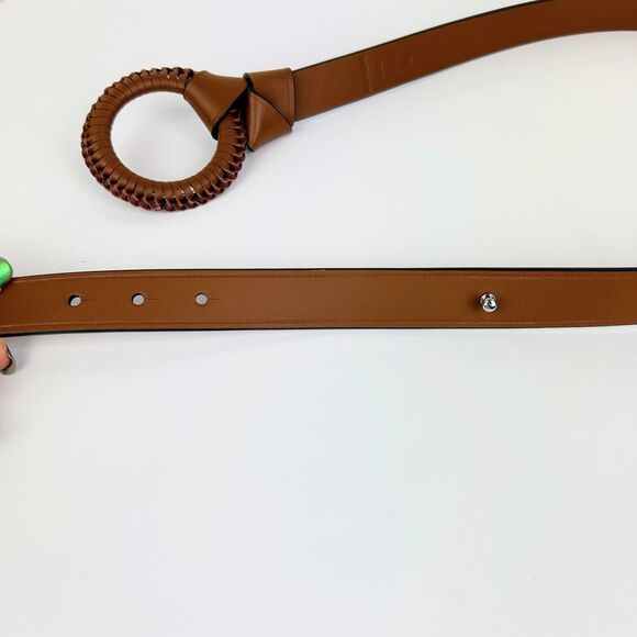 NWOT Ralph Lauren Leather Belt Woven 0-Ring Loop and Knot Boho Brown Tan sz M - Picture 4 of 9